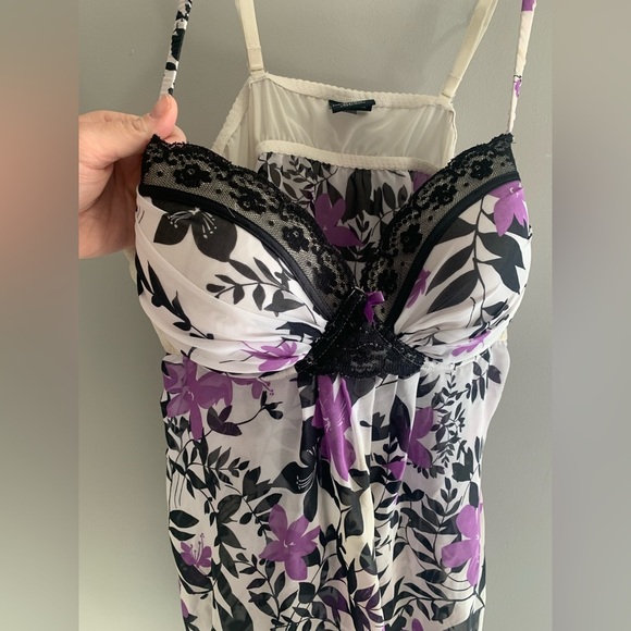 Womens Apt 9 Intimates Purple Floral Lace Chiffon Spaghetti Strap Lingerie XL - Picture 5 of 9